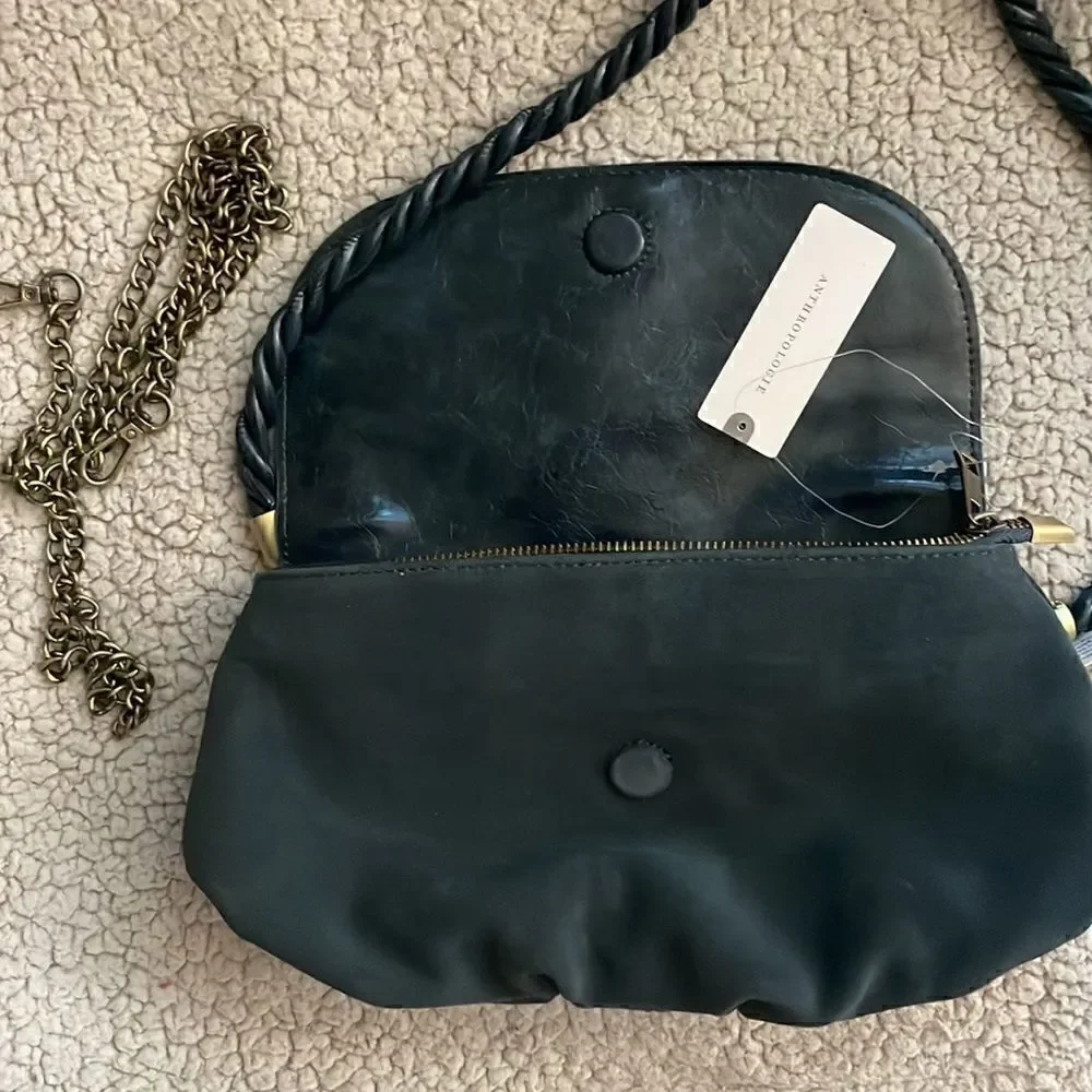 Anthropologie Crossbody Suede Flip Blue Bag NWT
